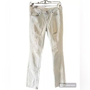 Buffalo Jeans Womens 6/28 White Washed Low Rise Stretch Straight Leg Distressed